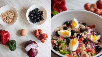 Recetas fáciles: ensalada de alubias con aceitunas y huevo