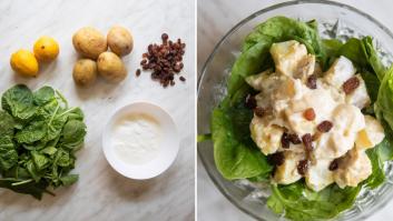 Recetas fáciles: ensalada de patatas y espinacas con salsa de yogur