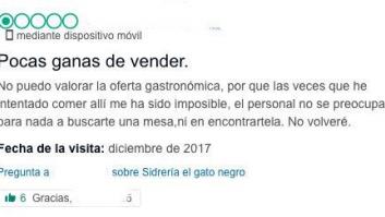 Una sidrería de Oviedo se lleva la gloria gracias a su respuesta a este cliente en TripAdvisor