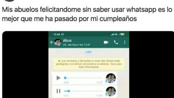 Sus abuelos intentan felicitarle por WhatsApp: los mensajes de audio que ya son un fenómeno en redes