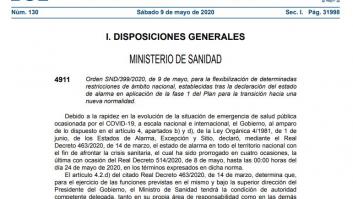 Consulta aquí la orden ministerial con todos los detalles de la fase 1 de la desescalada