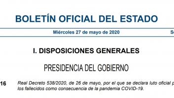 El llamativo preámbulo de Real Decreto que declara el luto oficial por las víctimas del coronavirus