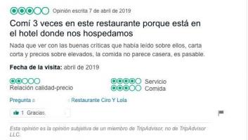 La obvia respuesta de un restaurante a este cliente inicia un 'toma y daca' entre ambos