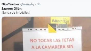 Un bar de Gijón pide perdón tras colocar este cartel en su barra