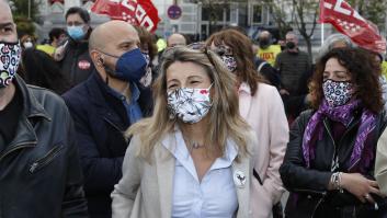 Una imagen histórica: Yolanda Díaz, primera ministra de Trabajo que acude a la manifestación del 1 de mayo
