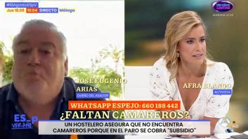 Una colaboradora de 'Espejo Público' desmonta en directo al polémico dueño del asador ultra