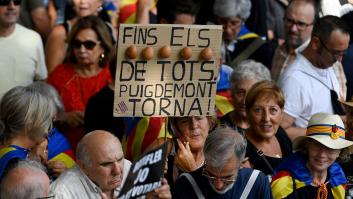 Gritos de "Puigdemont, nuestro presidente" en la manifestación de la Diada