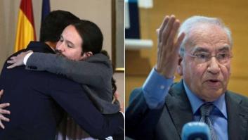El antológico 'palo' de Alfonso Guerra a Sánchez tras ver en cámara lenta su abrazo con Iglesias: "Un drama"