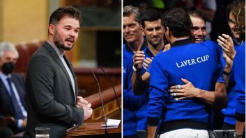 Rufián triunfa en Twitter con su reflexión sobre la comentada imagen de Federer y Nadal