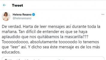 Helena Resano muestra un mensaje como ejemplo de lo que está soportando en las últimas horas