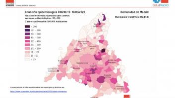 Estas son las zonas de Madrid con mayor incidencia de coronavirus