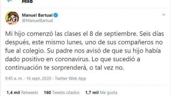 El guionista Manuel Bartual cuenta lo que está pasando en la clase de su hijo: por desgracia, esta vez la historia es real