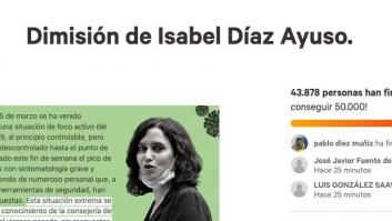 Una iniciativa de Change para que Ayuso dimita revive y se acerca a las 50.000 firmas