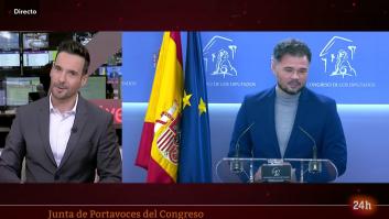 El intercambio de Rufián con un periodista que deja así al presentador del 'Canal 24 Horas'