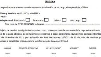 Este es el formulario para que los empleados públicos cobren el 25% de la extra de 2012