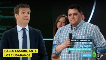 La pregunta de un parado que dejó con esta cara a Pablo Casado en 'El Objetivo'