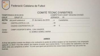 El bonito gesto de un estadio de fútbol con una árbitra de 15 años: "¡Qué ovarios tienes!"