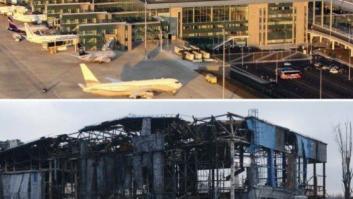 El aeropuerto de Donetsk, reducido a una carcasa calcinada tras meses de bombardeos