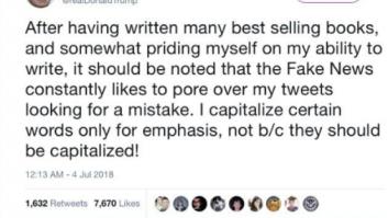 J. K. Rowling se burla de una falta de ortografía en un tuit de Trump sobre lo buen escritor que es