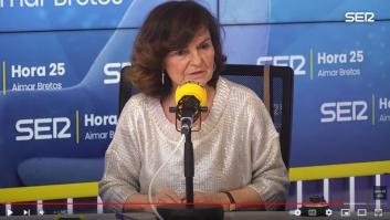 Carmen Calvo se pone seria y ejemplifica cuál es la principal diferencia entre Podemos y Vox