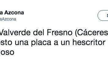 Sorpresa por el error ortográfico visto en una placa de un pueblo de Extremadura