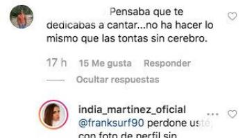 India Martínez destroza al seguidor que le hizo este comentario: 1.000 'me gusta' en un día