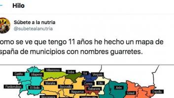 El mapa de España con los nombres de pueblos "guarretes" que triunfa en Twitter