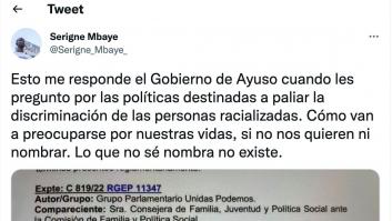 Serigne Mbaye cuenta lo que le ha respondido el Gobierno de Ayuso por escribir "racializadas"