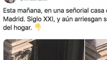 La imagen de una empleada del hogar jugándose la vida en Madrid que indigna en Twitter