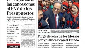 El cabreo del PP con el PNV domina las portadas del lunes 4 de junio