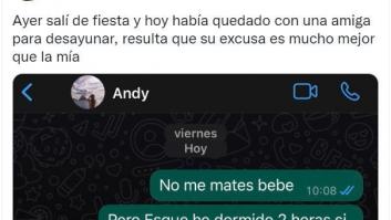 Escribe a una amiga por WhatsApp porque al final no puede quedar y recibe una réplica monumental