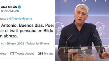 Oskar Matute responde a este tuit de Ana Milán en el que menciona a Bildu