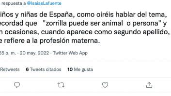Un tuitero se mete con el segundo apellido de Isaías Lafuente y él arrasa con su réplica