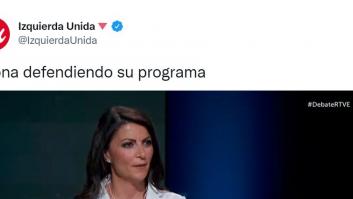 Izquierda Unida da su franca opinión sobre Olona en el debate y resume su programa en una foto