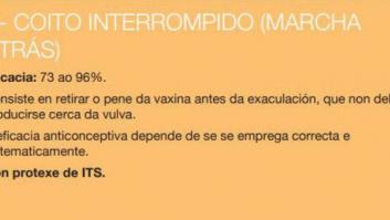 Para el Servicio Gallego de Salud la "marcha atrás" es un método anticonceptivo de eficacia similar al condón
