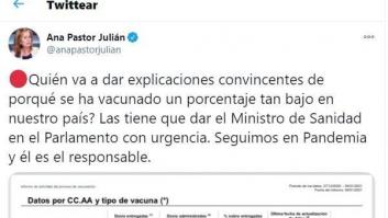 Adriana Lastra arrasa con su respuesta a este mensaje de Ana Pastor: rescata un tuit viejo de Casado