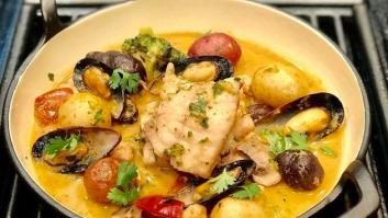 Cazuela de marisco y pescado con toque vietnamita