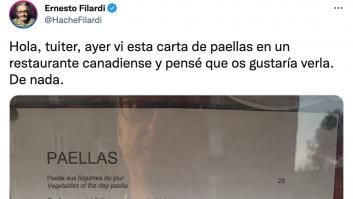Comparte la carta de paellas que ha visto en un restaurante de Canadá y en Twitter están flipando