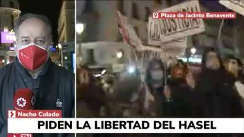 Agreden a un cámara de Telemadrid en una manifestación de apoyo al rapero Pablo Hasel en Madrid