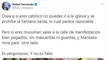 Lo que Rafael Hernando ha publicado es un bulo aunque él diga que no lo es