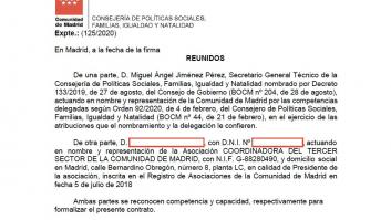 Madrid defiende la veracidad del contrato con la Coordinadora del Tercer Sector