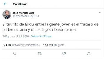 Un diputado de Bildu responde a este difundido tuit de José Manuel Soto