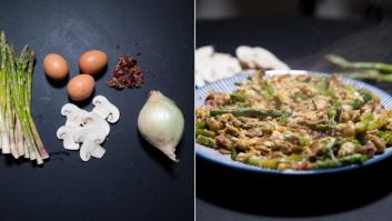 Recetas fáciles: revuelto de trigueros, jamón y champiñones