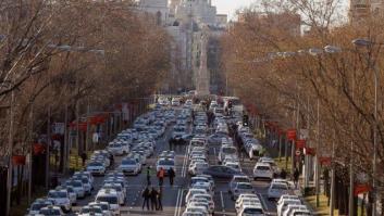 Los taxistas de Madrid acampan en el Paseo de la Castellana