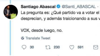Abascal amenaza con impedir el pacto PP-Ciudadanos
