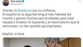 Toni Cantó genera mofas y acaba borrando este tuit: para ver el motivo deberás leerlo muy bien