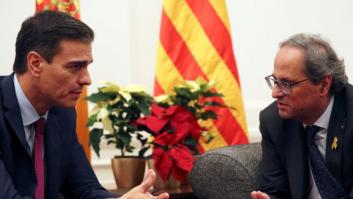 Las caras de Sánchez y Torra al encontrarse en Pedralbes