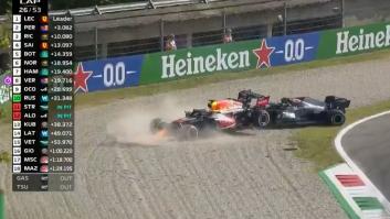 Una de las imágenes del año en la Fórmula 1, el choque entre Verstappen y Hamilton