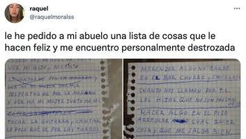 Pide a su abuelo una lista de cosas que le hacen feliz y el resultado arrasa en Twitter