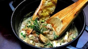 Lentejas con crema de tartufo y champiñones